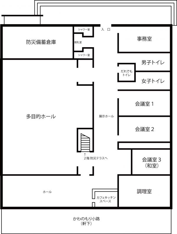 粕川地区防災コミュニティセンター平面図